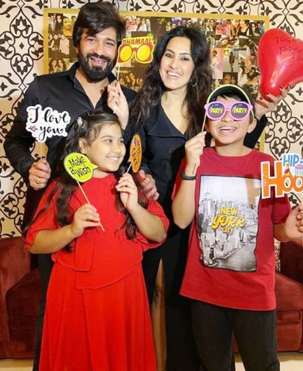 Shalabh Dang with His Son (from his ex-wife) and Kamya Punjabi with Her Daughter (from her ex-husband)