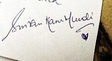 Simran Kaur Mundi's autograph