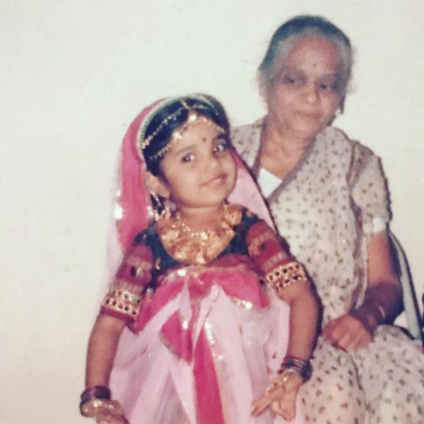 Childhood Picture of Mukta Barve with her Grandmother