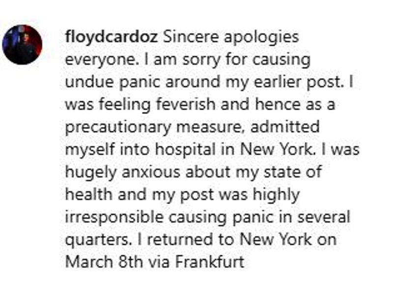 Floyd Cardoz's Last Instagram Post