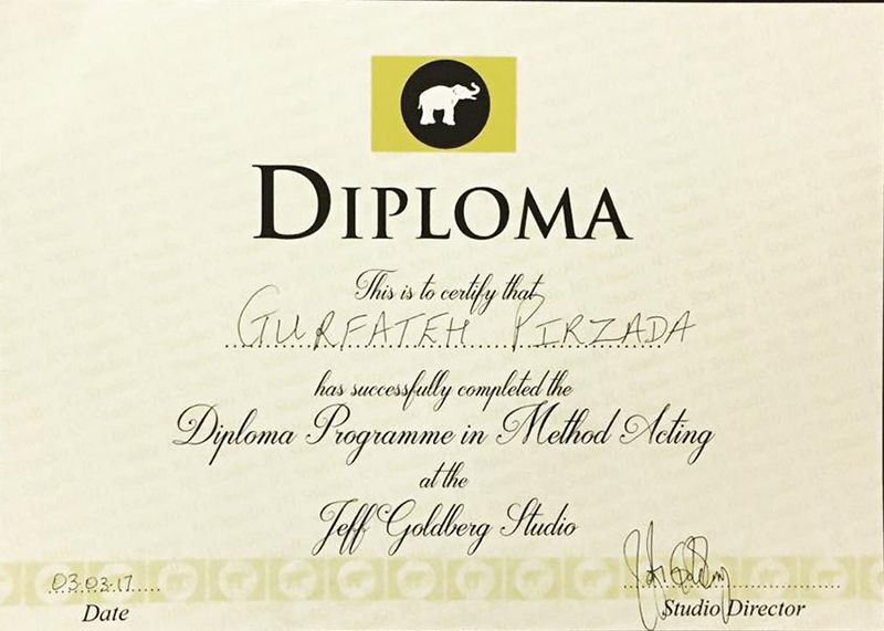 Gurfateh Singh Pirzada's Diploma Certificate