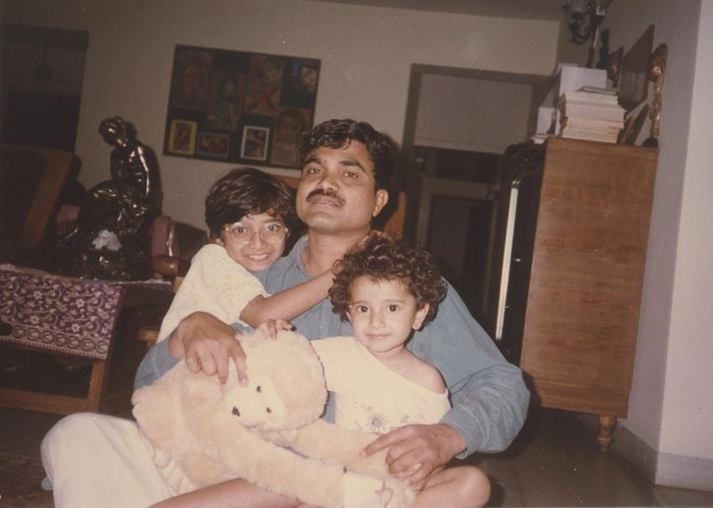 Anand Teltumbde with his daughters, Prachi and Rashmi