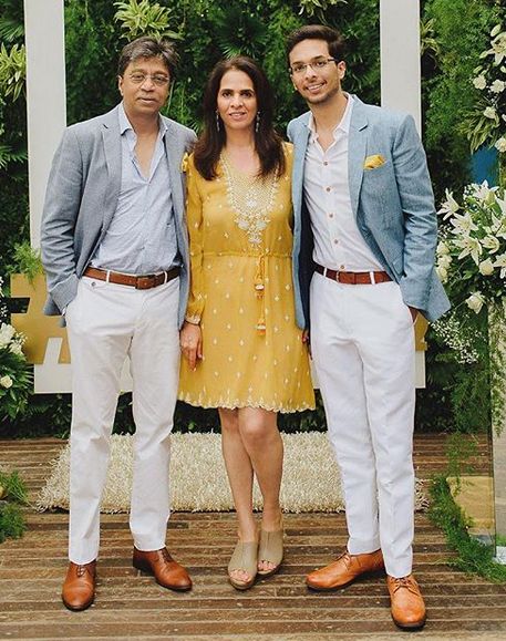 Anita Dongre with her husband and son