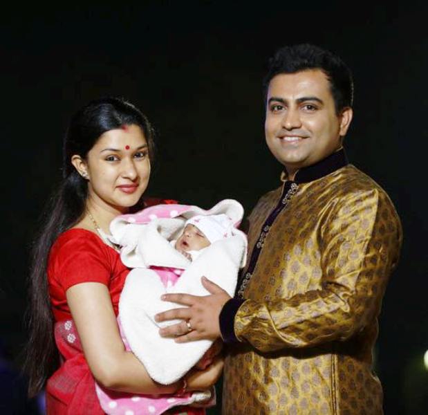 Meenakshi Joshi With Her Daughter and Husband
