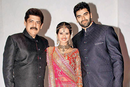 Pankaj Dheer with his son and daughter-in-law