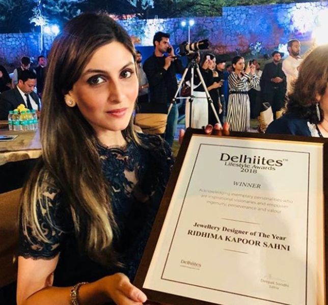Riddhima Kapoor Sahni with her Delhiites Lifestyle Award