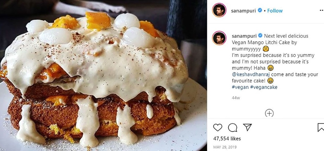 Sanam Puri's Instagram Post about his Food Habit