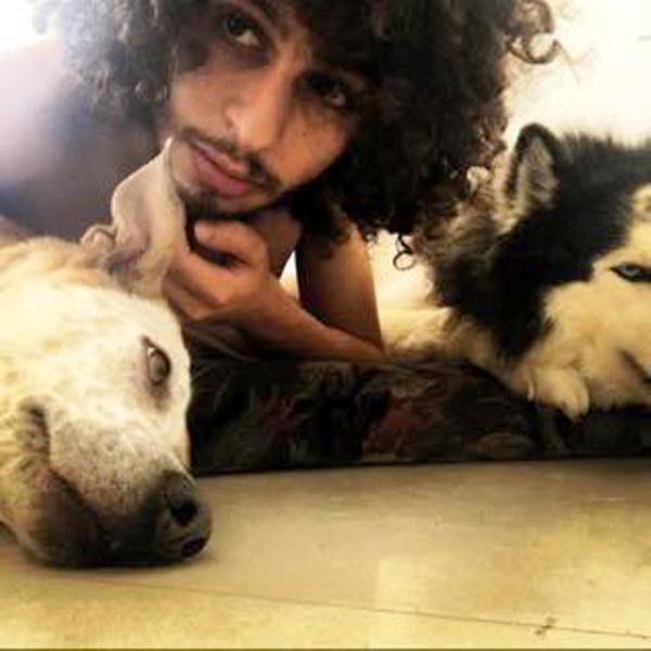 Shadi Mar'i With His Pet Dogs