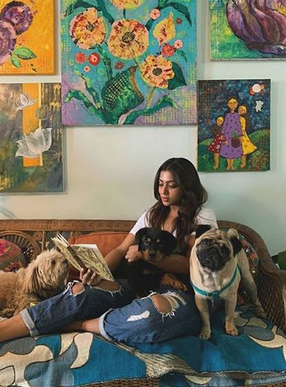 Anindita Bose with her pet dogs