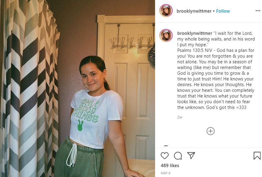 Brooklyn Wittmer, in an Instagram Post Wrote Psalms, Chapter 130, Verse 5