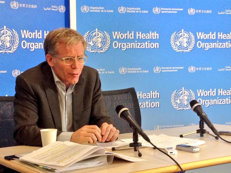 Bruce Aylward addressing a conference at the WHO