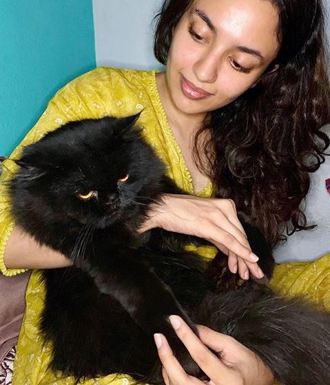 Malavika Nair with her pet cat