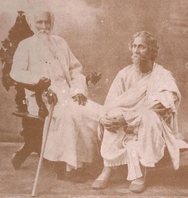 Rabindranath Tagore (right) with his eldest brother, Dwijendranath Tagore