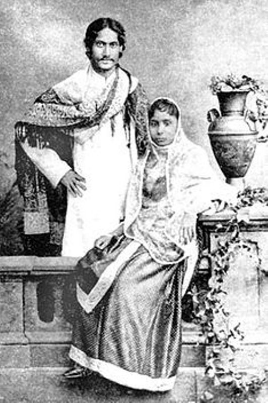 Rabindranath Tagore with his wife, Mrinalini Devi, in 1883