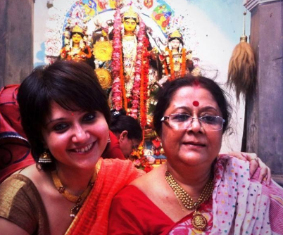 Swastika Mukherjee with her mother
