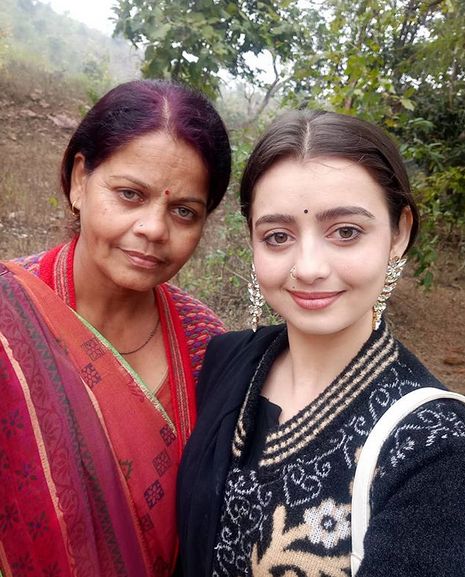 Chahat Pandey with her mother