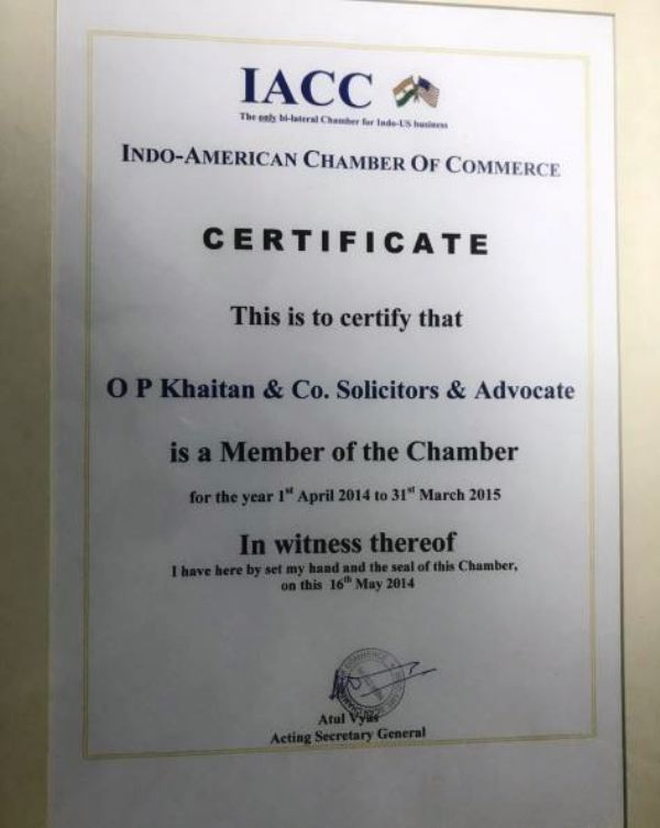 Gautam Khaitan's IACC Certificate