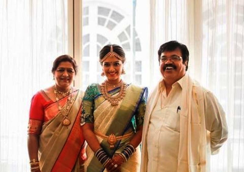 Meghana Raj With Her Parents