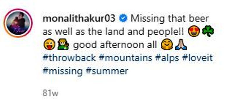 Monali Thakur's Instagram Post