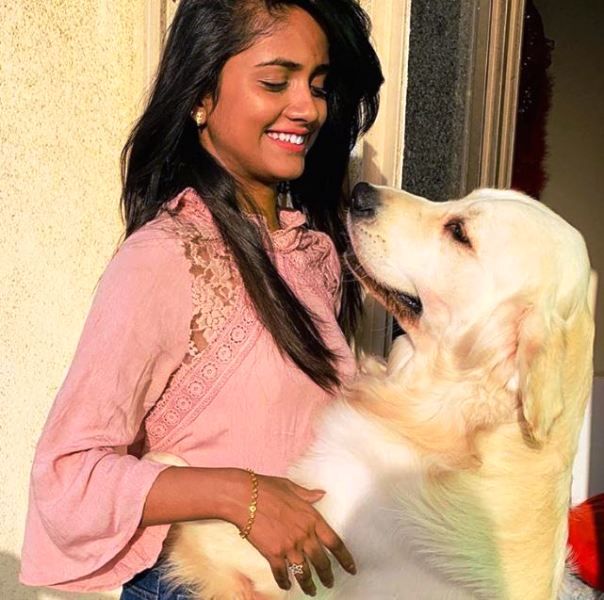 Nisha Guragain With Her Pet Dog