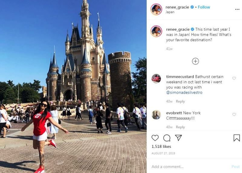 Renee Gracie's Instagram post about her favourite travel destination
