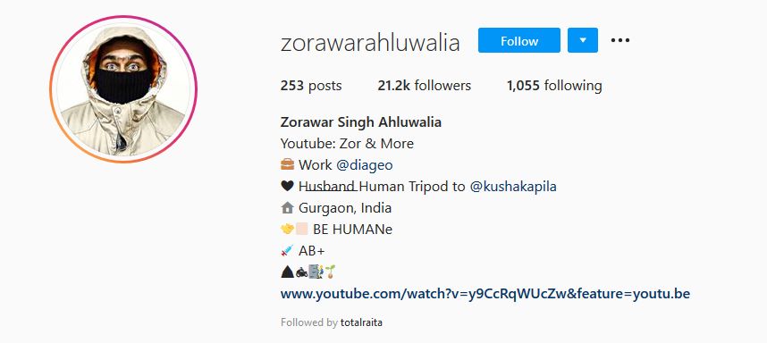 Zorawar Singh Ahluwalia's Instagram Profile