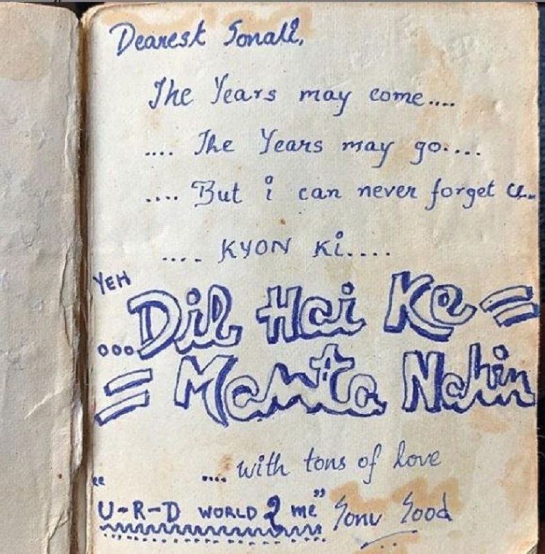 A Note From Sonu Sood to Sonali During Their College Days
