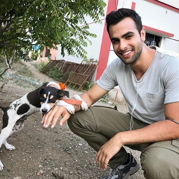 Ankur Rathee with a dog
