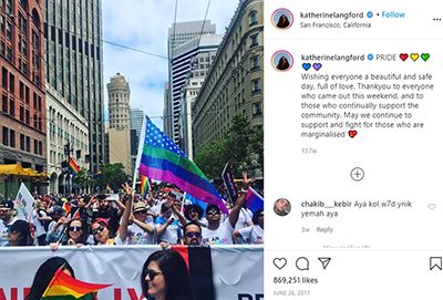 Katherine Langford Supporting LGBTQ+ Community on her Instagram Account