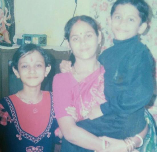 Kaveri Priyam with her mother and brother