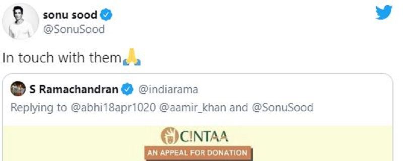 Sonu Sood's Reply on CINTAA's Post for Anupam Shyam's Help