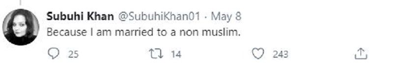 Subuhi Khan's Tweet