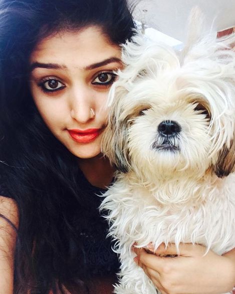 Shreya Anchan with her pet dog