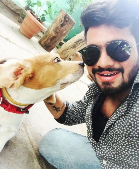 Akhil Sarthak with his pet dog