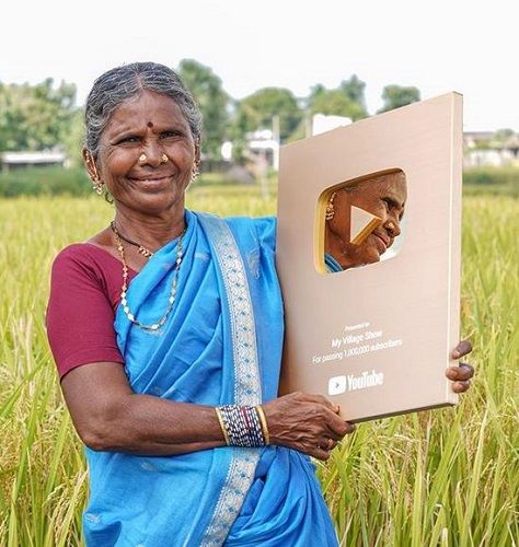 Gangavva With Her YouTube Gold Play Button