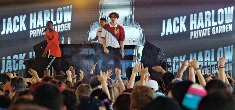 Jack Harlow performing at a concert in Louisville