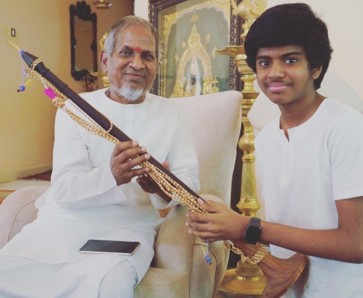 Lydian Nadhaswaram with Maestro Isaignani Ilaiyaraaja who gifted Lydian a Nadhaswaram