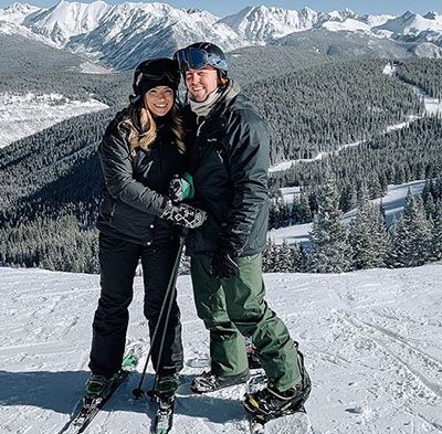 Nick Bare Skiing with his Fiancée