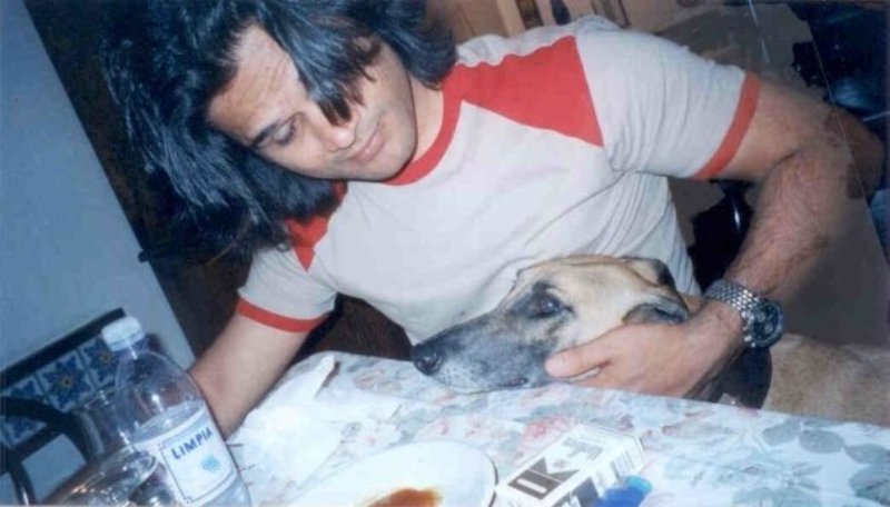 Sam Bombay with his pet dog