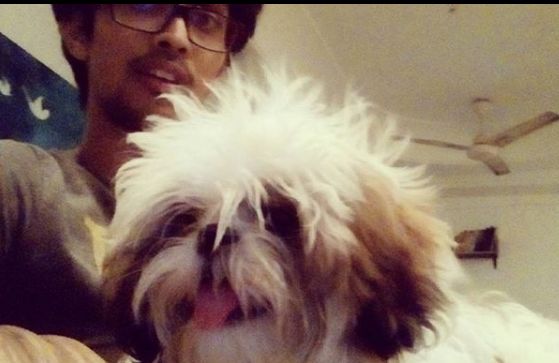 Tushar Pandey with his pet dog