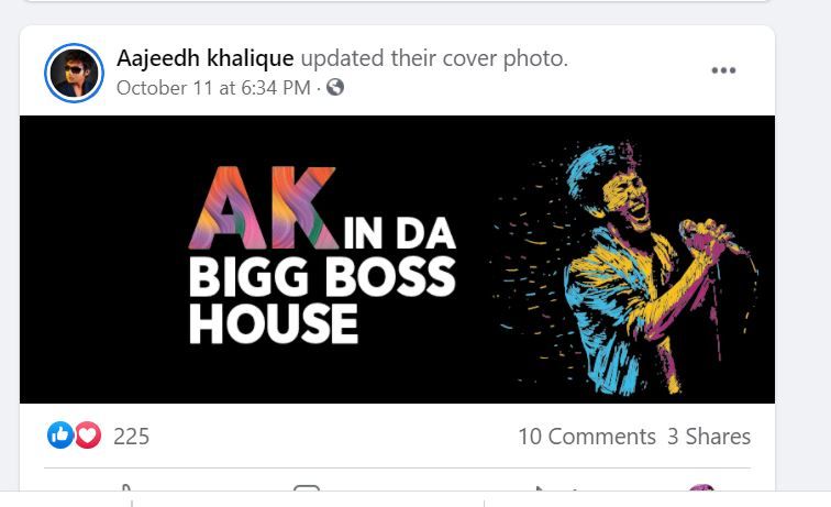 Aajeedh Khalique's Facebook Post