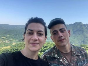 Anna Hakobyan with her son Ashot Pashinyan