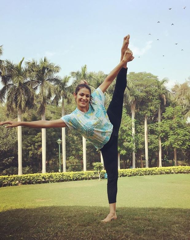 Arushi Chawla doing Yoga