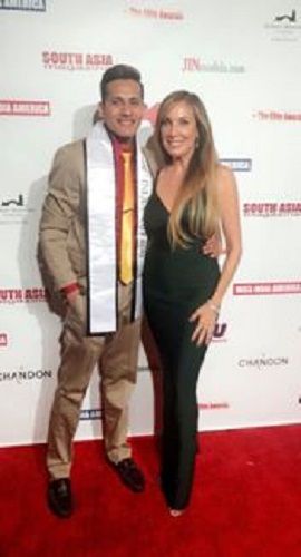 Dhaval Panchal and Cindy Cowan at Mr. India America in Los Angeles, California
