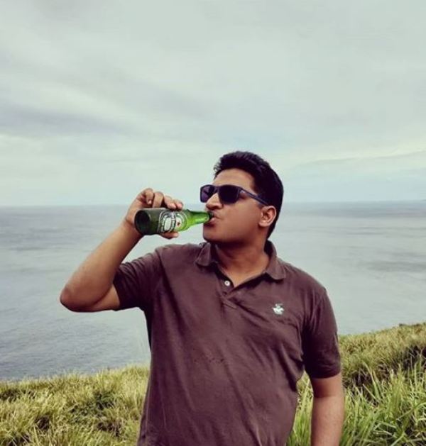 Gaurav Gupta enjoying a beer.