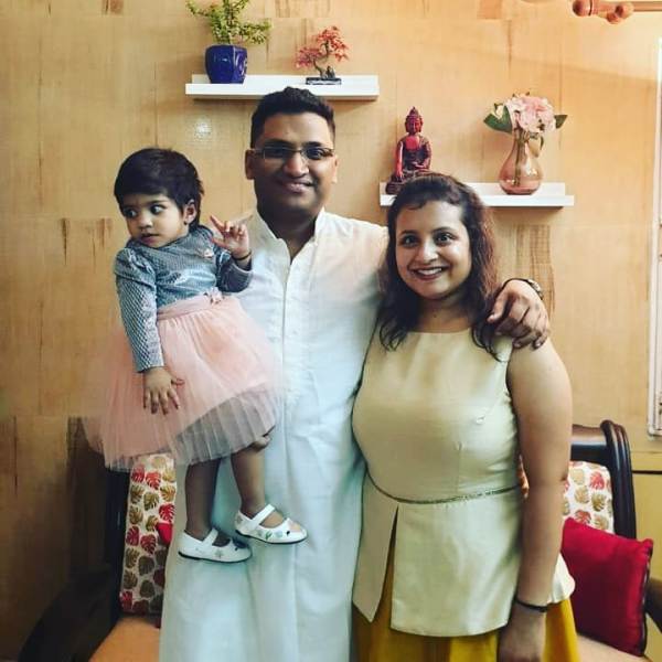 Gaurav Gupta with his wife and daughter