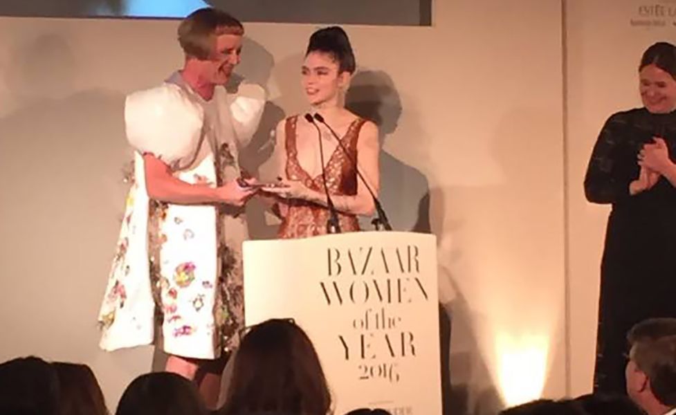 Grimes Receiving Harper's Bazaar Women of the Year Award
