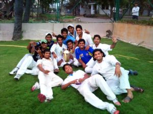 Sandeep Bavanaka with his under 19 Hyderabad teammates