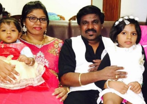 Velmurugan With His Wife and Daughters