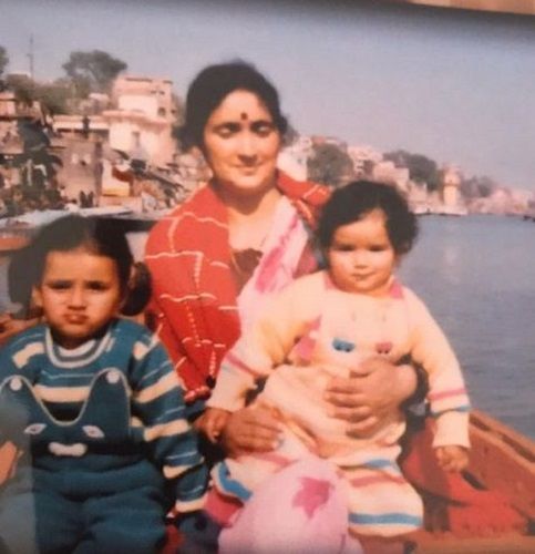 A Childhood Picture of Sukirti Kandpal (Sitting on her Mother's Lap) with her Sister and Mother